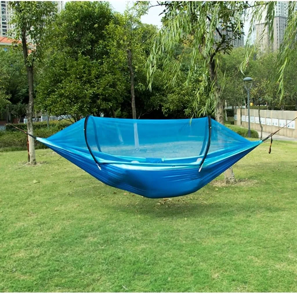 Hammock Double Hammock Automatic Quick Opening Anti-Mosquito and Anti-Rollover Double Portable Swing with Mosquito Net Hammock Outdoor(Rood)