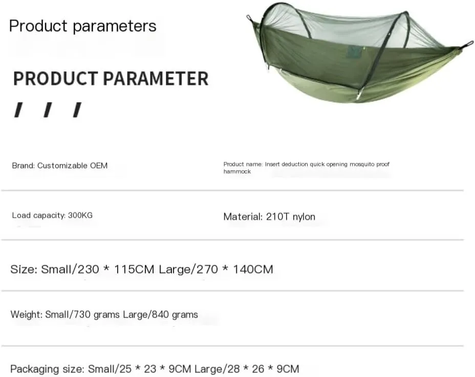 Hammock Double Hammock Automatic Quick Opening Anti-Mosquito and Anti-Rollover Double Portable Swing with Mosquito Net Hammock Outdoor(Rood)