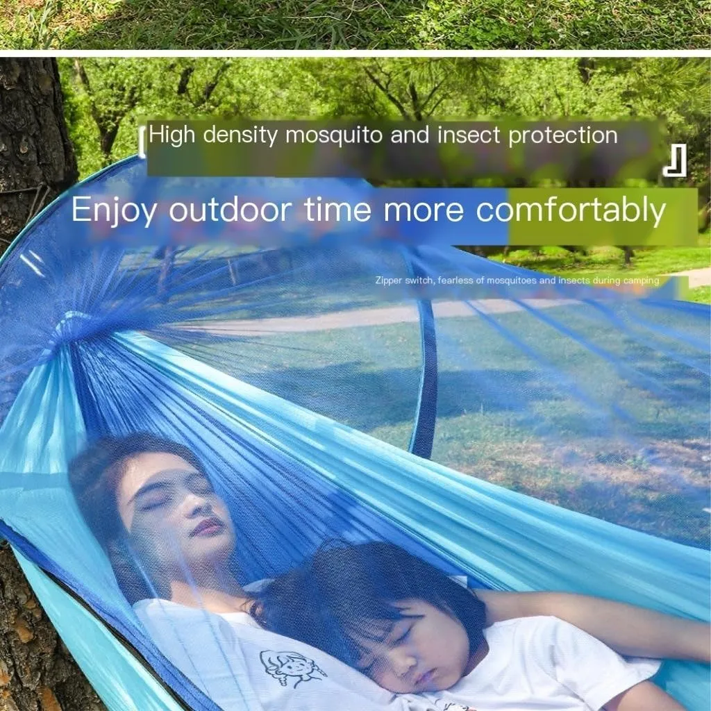 Hammock Double Hammock Outdoor Anti-Mosquito and Insect-Proof Portable Swing Outdoor Camping Camping with Mosquito Net Cute Hammock Outdoor(Blue-Green,2)
