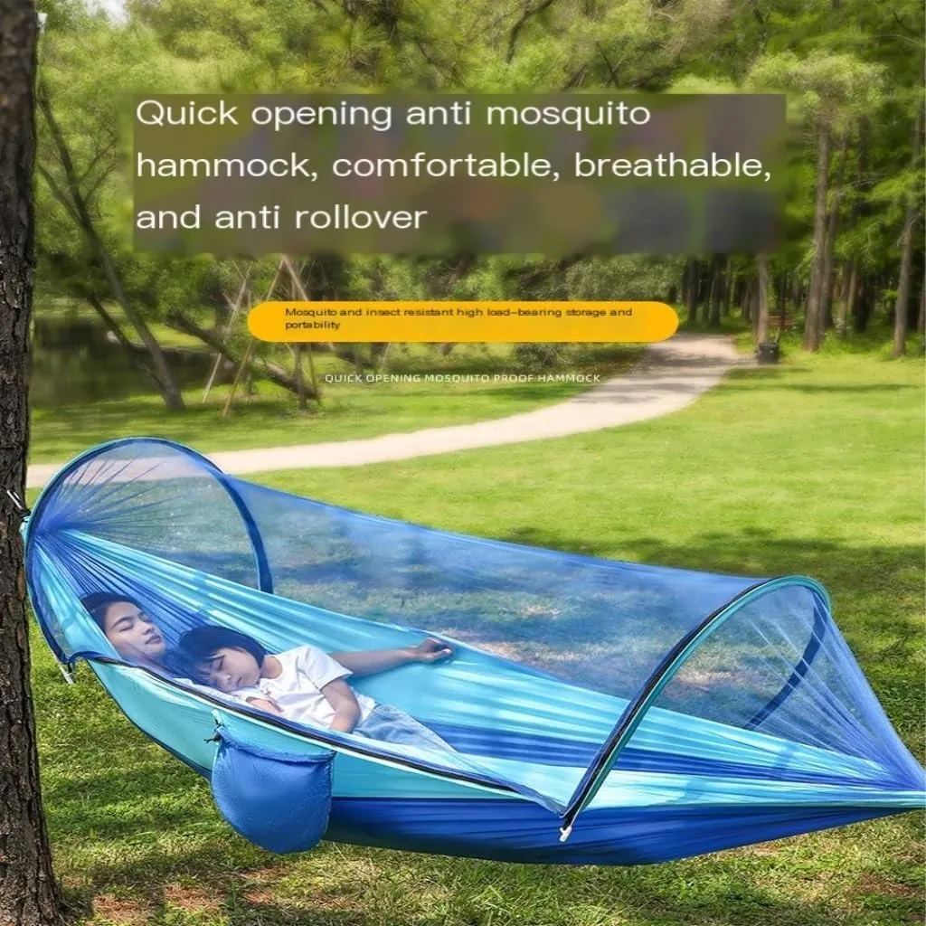 Hammock Double Hammock Outdoor Anti-Mosquito and Insect-Proof Portable Swing Outdoor Camping Camping with Mosquito Net Cute Hammock Outdoor(Blue-Green,2)