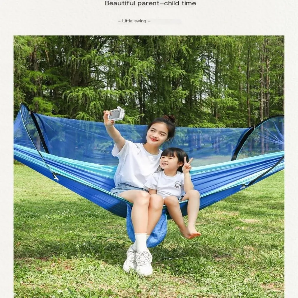 Hammock Double Hammock Outdoor Anti-Mosquito and Insect-Proof Portable Swing Outdoor Camping Camping with Mosquito Net Cute Hammock Outdoor(Blue-Green,2)
