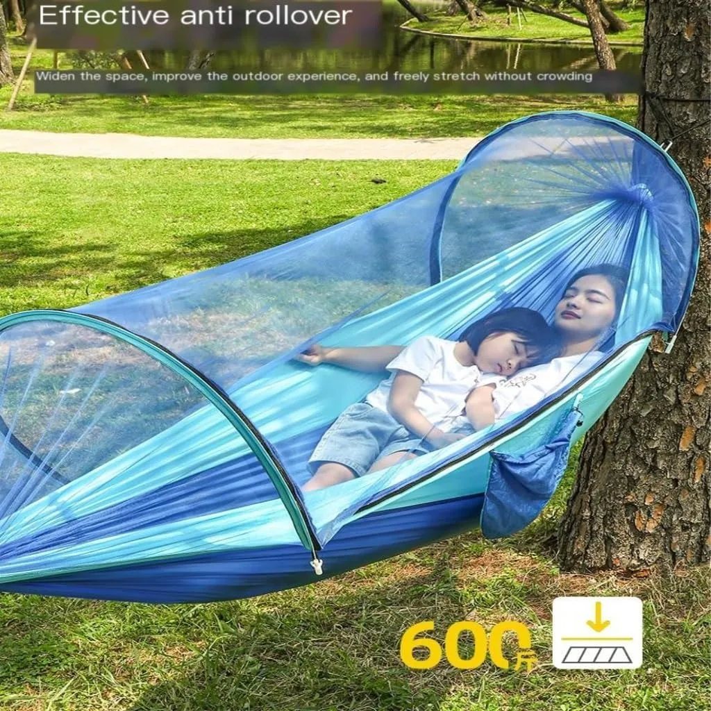 Hammock Double Hammock Outdoor Anti-Mosquito and Insect-Proof Portable Swing Outdoor Camping Camping with Mosquito Net Cute Hammock Outdoor(Blue-Green,2)