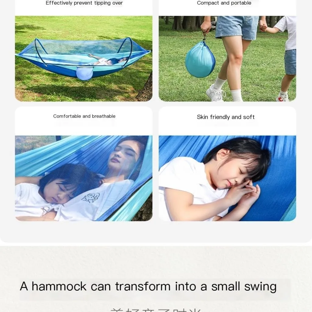 Hammock Double Hammock Outdoor Anti-Mosquito and Insect-Proof Portable Swing Outdoor Camping Camping with Mosquito Net Cute Hammock Outdoor(Blue-Green,2)