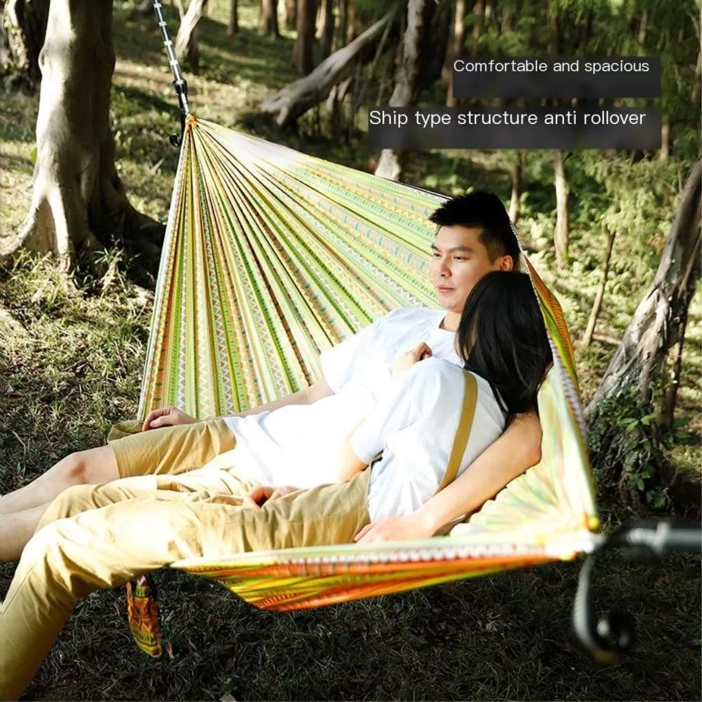 Hammock Double Hammock Outdoor Camping Quick-Open Single Double Hammock Parachute Cloth Printing Park Camping Hammock Hammock Outdoor(Blue)