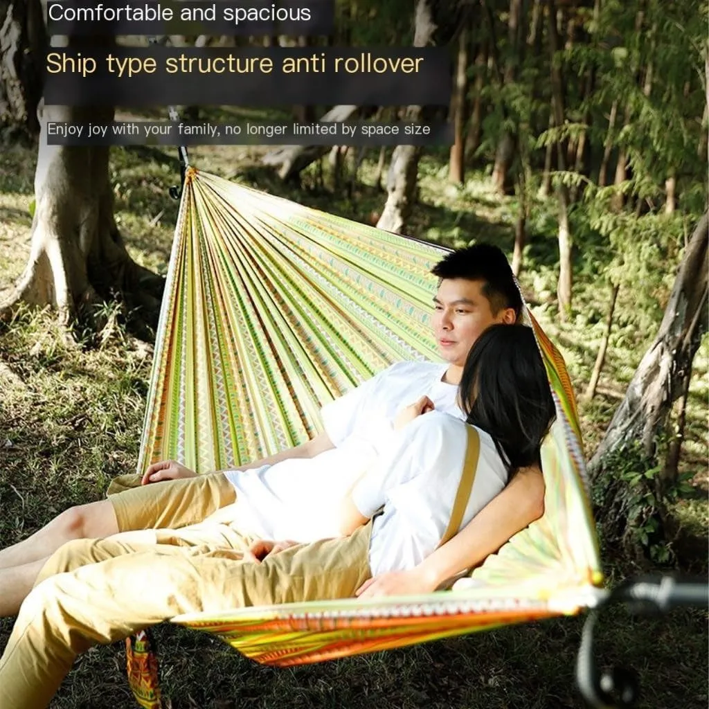 Hammock Double Hammock Outdoor Camping Quick-Open Single Double Hammock Parachute Cloth Printing Park Camping Hammock Hammock Outdoor(Blue)