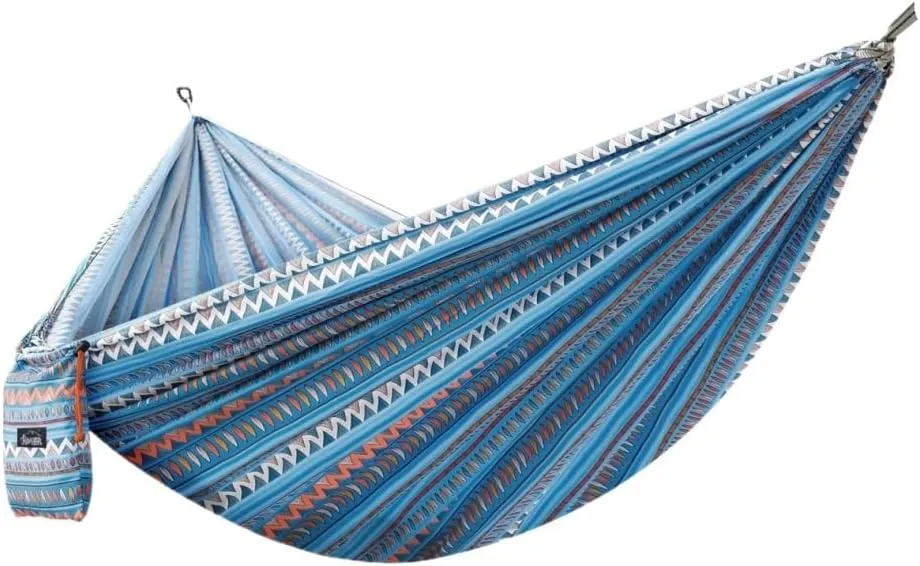 Hammock Double Hammock Outdoor Camping Quick-Open Single Double Hammock Parachute Cloth Printing Park Camping Hammock Hammock Outdoor(Blue)