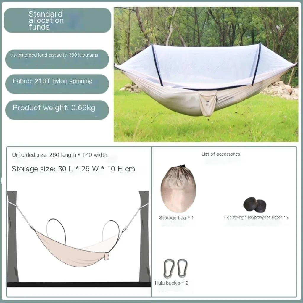 Hammock Double Hammock Outdoor Camping Single and Double Anti-Rollover 210T Nylon Spinning Pole Anti-Mosquito Hammock Hammock Outdoor(E)
