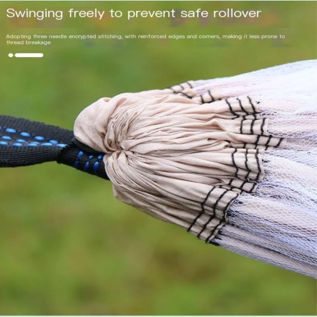 Hammock Double Hammock Outdoor Camping Single and Double Anti-Rollover 210T Nylon Spinning Pole Anti-Mosquito Hammock Hammock Outdoor(E)
