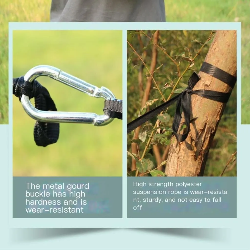 Hammock Double Hammock Outdoor Camping Single and Double Anti-Rollover 210T Nylon Spinning Pole Anti-Mosquito Hammock Hammock Outdoor(E)