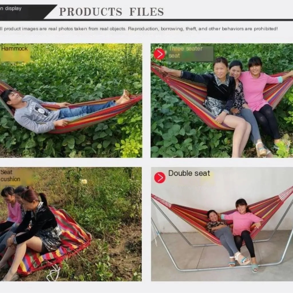 Hammock Double Hammock Outdoor Home Double Hanging Chair Dormitory Bedroom Camping Picnic Camping Load-Bearing Fixed Hammock Outdoor(Blue)