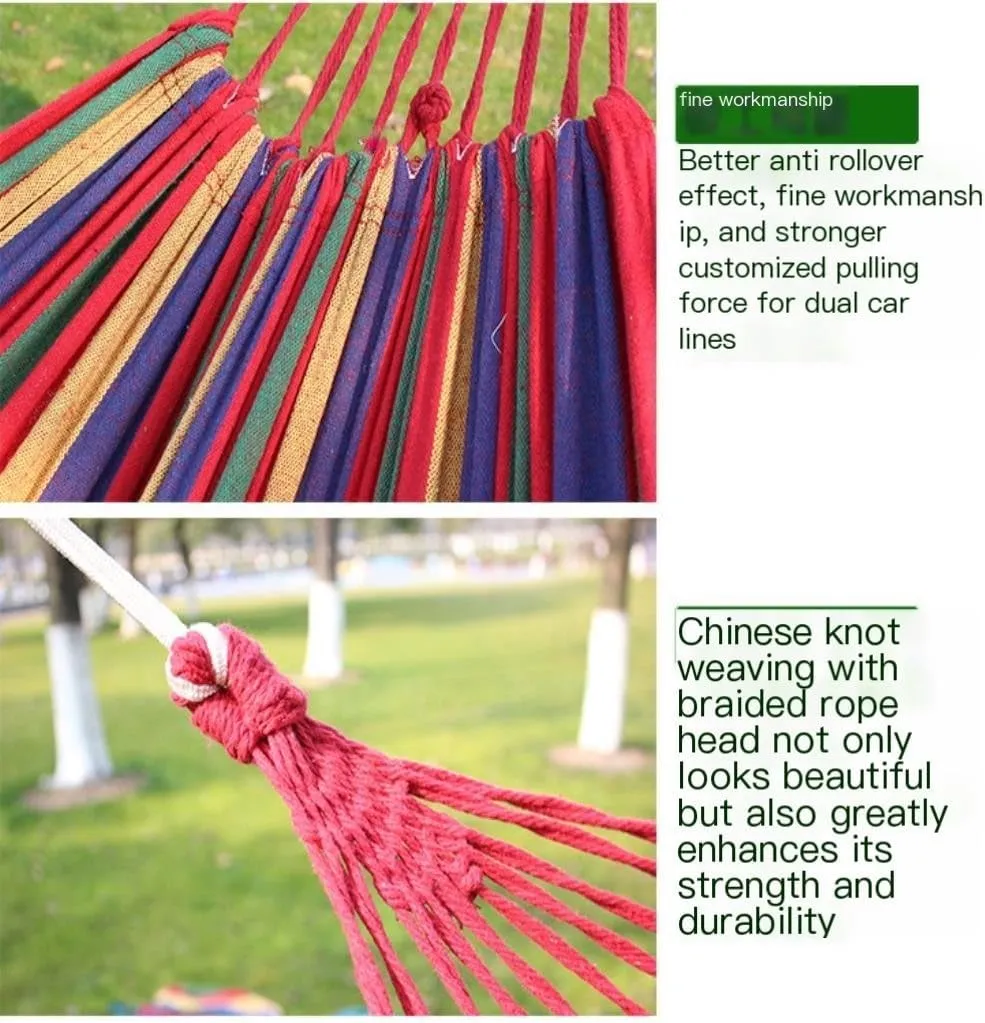 Hammock Double Hammock Outdoor Single Swing Bed Colorful Canvas Super Strong Load-Bearing Outdoor Camping One Piece Hammock Outdoor(Blue)