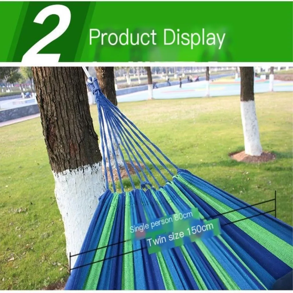 Hammock Double Hammock Outdoor Single Swing Bed Colorful Canvas Super Strong Load-Bearing Outdoor Camping One Piece Hammock Outdoor(Blue)
