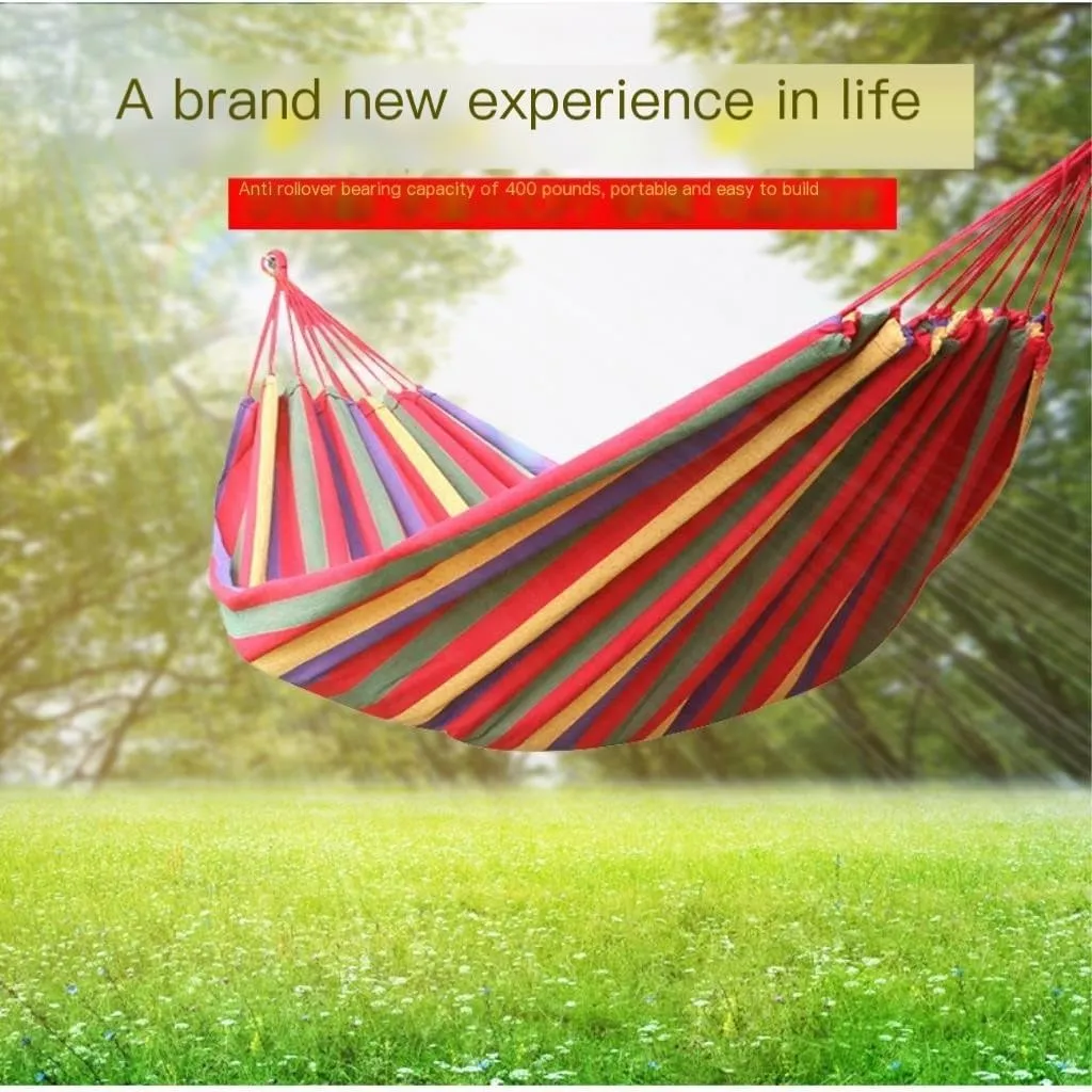 Hammock Double Hammock Outdoor Single Swing Bed Colorful Canvas Super Strong Load-Bearing Outdoor Camping One Piece Hammock Outdoor(Blue)