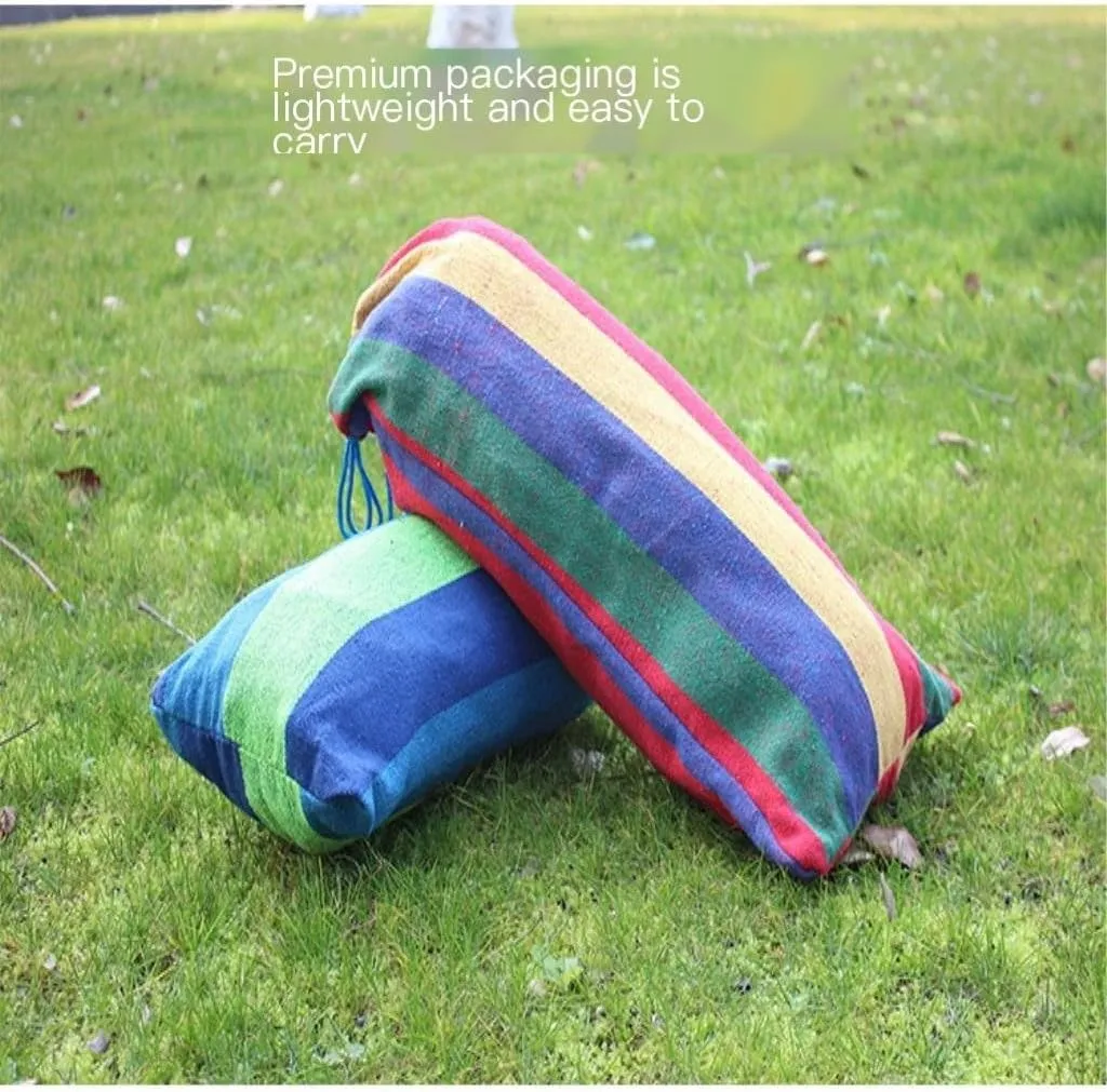 Hammock Double Hammock Outdoor Single Swing Bed Colorful Canvas Super Strong Load-Bearing Outdoor Camping One Piece Hammock Outdoor(Blue)