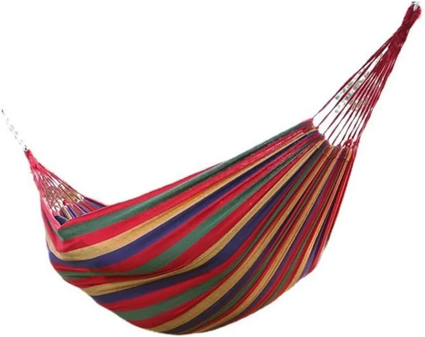 Hammock Double Hammock Outdoor Single Swing Bed Colorful Canvas Super Strong Load-Bearing Outdoor Camping One Piece Hammock Outdoor(Blue)