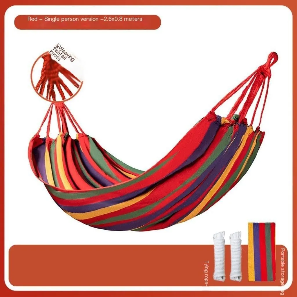 Hammock Double Hammock Outdoor Swing Adult Thickened Canvas Camping Leisure Single and Double Dormitory Hanging Chair Hammock Outdoor(Red,261 * 100cm)