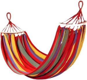 Hammock Double Hammock Outdoor Swing Adult Thickened Canvas Camping Leisure Single and Double Dormitory Hanging Chair Hammock Outdoor(Red,261 * 100cm)