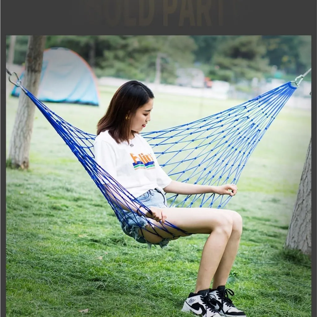 Hammock Double Hammock Outdoor Swing Mesh Wild Adult Thick Nylon Rope Indoor Home Bedroom Sleeping Hanging Chair Rocking Bed Hammock Outdoor(Green,Large)