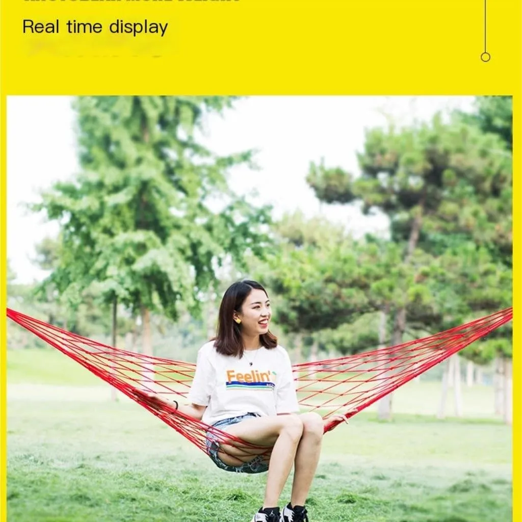 Hammock Double Hammock Outdoor Swing Mesh Wild Adult Thick Nylon Rope Indoor Home Bedroom Sleeping Hanging Chair Rocking Bed Hammock Outdoor(Green,Large)