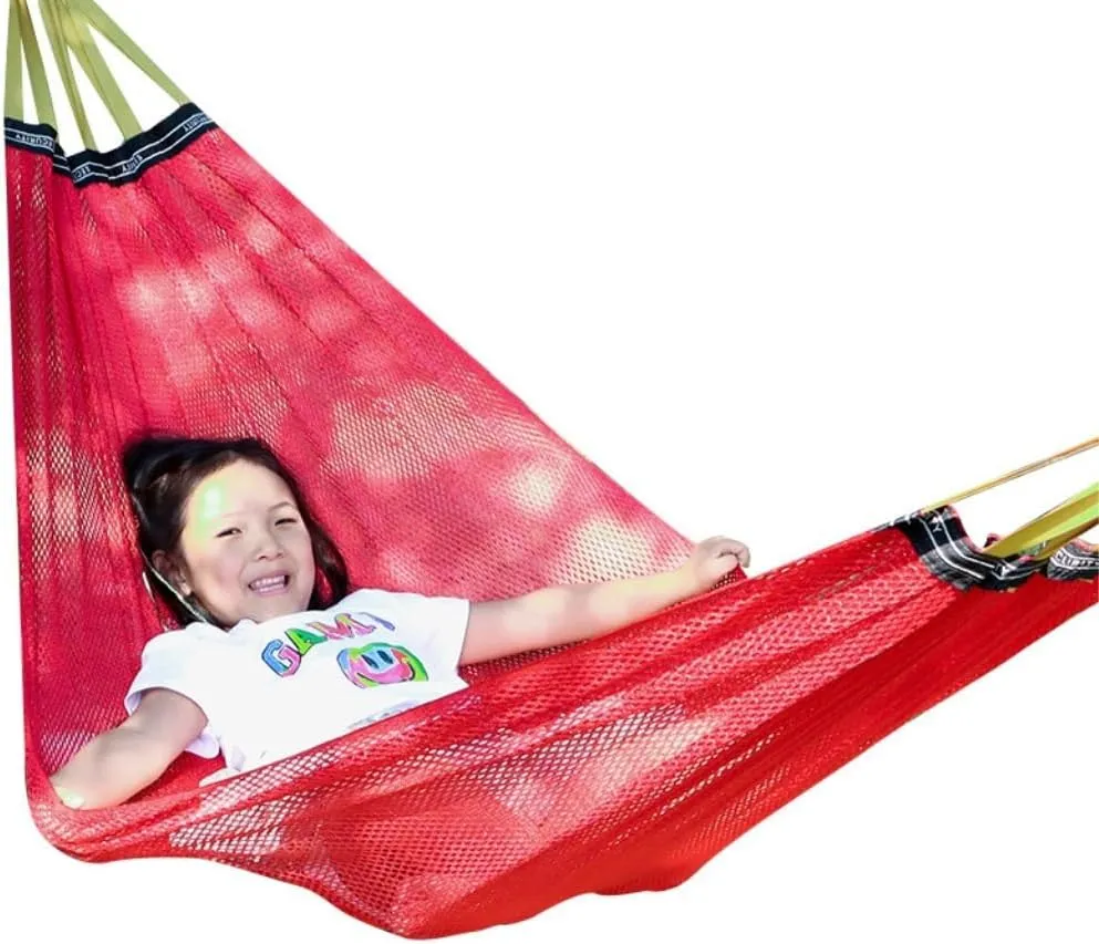 Hammock Double Ice Silk Hammock Outdoor Thickened Fine Mesh Single and Double Anti-Rollover Hanging Chair Camping Courtyard Hammock Outdoor(Blue,A)