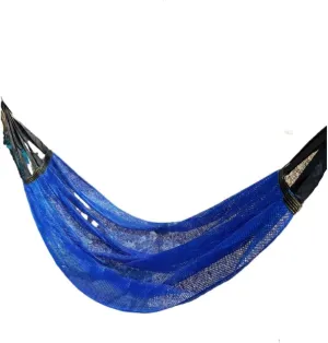Hammock Double Ice Silk Hammock Outdoor Thickened Fine Mesh Single and Double Anti-Rollover Hanging Chair Camping Courtyard Hammock Outdoor(Blue,A)