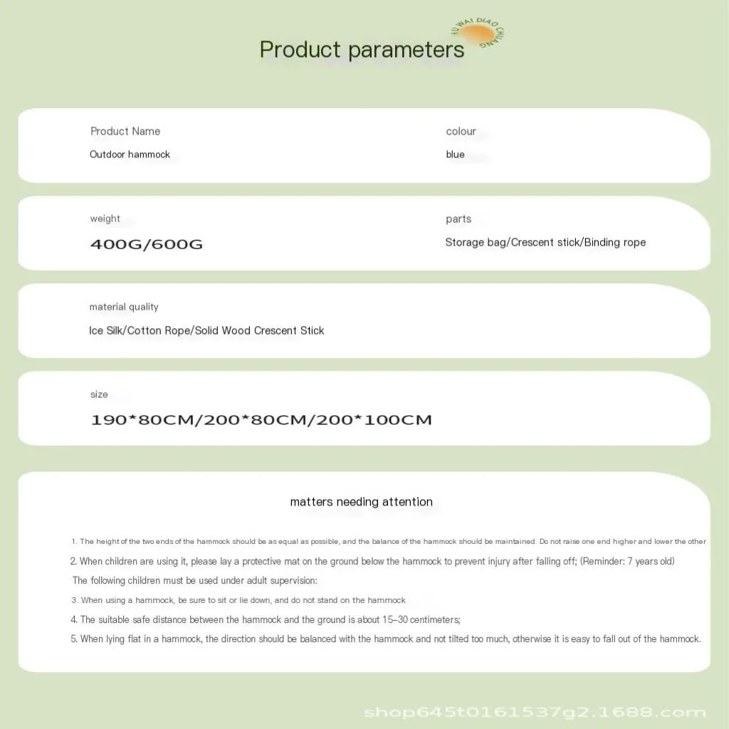 Hammock Double Ice Silk Hammock Outdoor Thickened Fine Mesh Single and Double Anti-Rollover Hanging Chair Camping Courtyard Hammock Outdoor(Green,A)