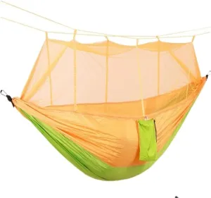 Hammock Double Mosquito Net Hammock Double Outdoor Anti-Mosquito Parachute Cloth Swing Outdoor Sleeping Hanging Tree Camping Hammock Outdoor(Orange)