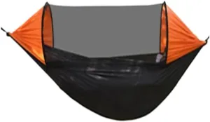 Hammock Double New Sunshade Quick-Open Pole Hammock Sheet Double Outdoor Camping Anti-Rollover Anti-Mosquito Hammock Hammock Outdoor(Orange)