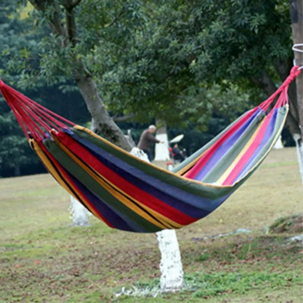 Hammock Double Ordinary Hammock 190 * 80 Camping Hammock Swing Outdoor Thick Canvas Hammock Leisure Load-Bearing Hammock Hammock Outdoor