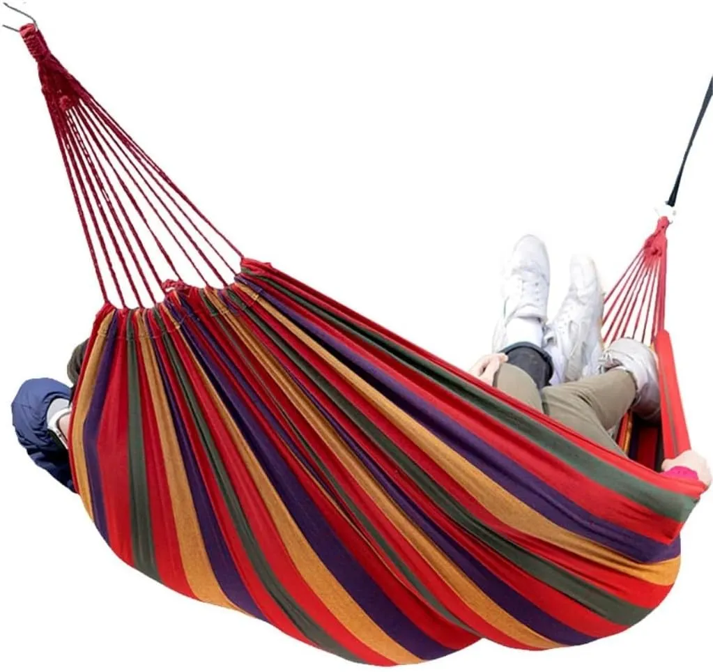 Hammock Double Ordinary Hammock 190 * 80 Camping Hammock Swing Outdoor Thick Canvas Hammock Leisure Load-Bearing Hammock Hammock Outdoor
