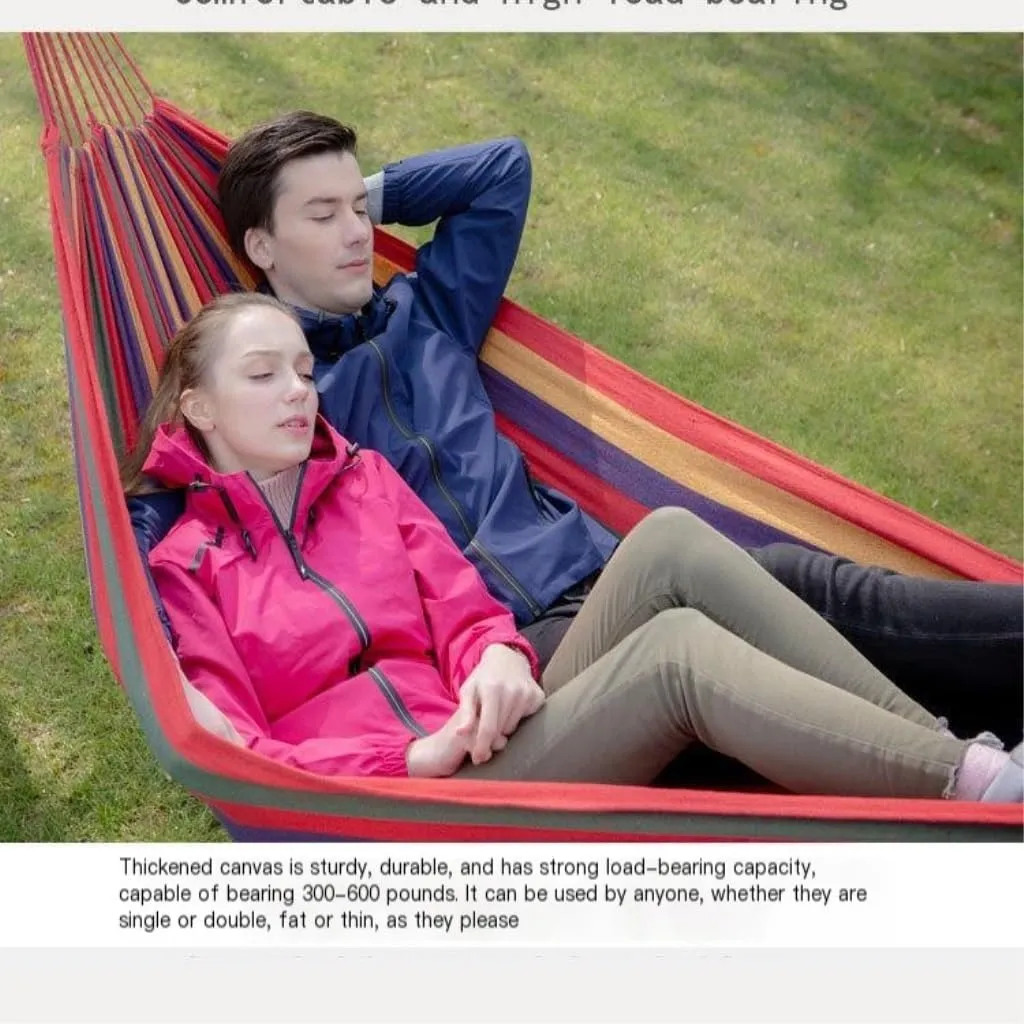 Hammock Double Ordinary Hammock 190 * 80 Camping Hammock Swing Outdoor Thick Canvas Hammock Leisure Load-Bearing Hammock Hammock Outdoor