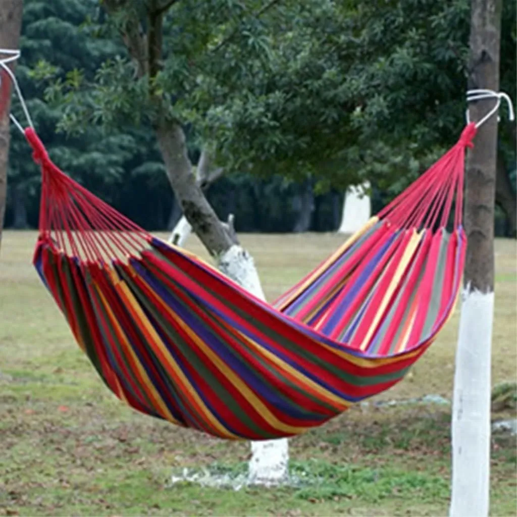 Hammock Double Ordinary Hammock 190 * 80 Camping Hammock Swing Outdoor Thick Canvas Hammock Leisure Load-Bearing Hammock Hammock Outdoor