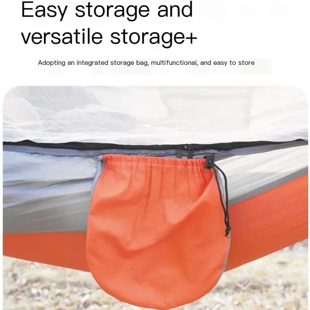 Hammock Double Outdoor Camping Anti-Rollover Nylon Hammock with Mosquito Net Automatic Quick-Opening Mosquito Net Hammock Hammock Outdoor(Pink)