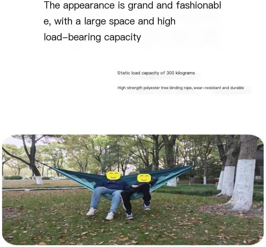 Hammock Double Outdoor Camping Leisure Single Single and Double Hammock Parachute Cloth Ultra-Light Park Camping Hammock Hammock Outdoor(Blue)