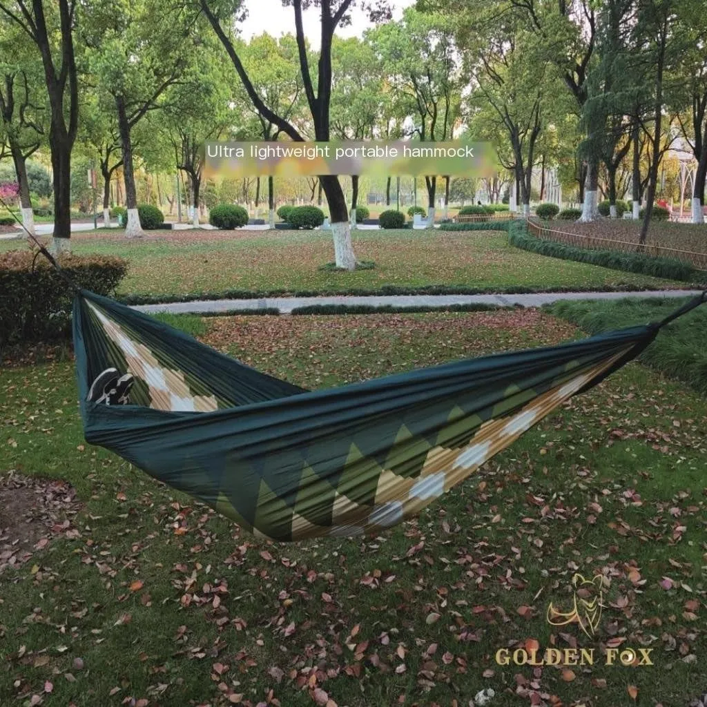 Hammock Double Outdoor Camping Leisure Single Single and Double Hammock Parachute Cloth Ultra-Light Park Camping Hammock Hammock Outdoor(Blue)