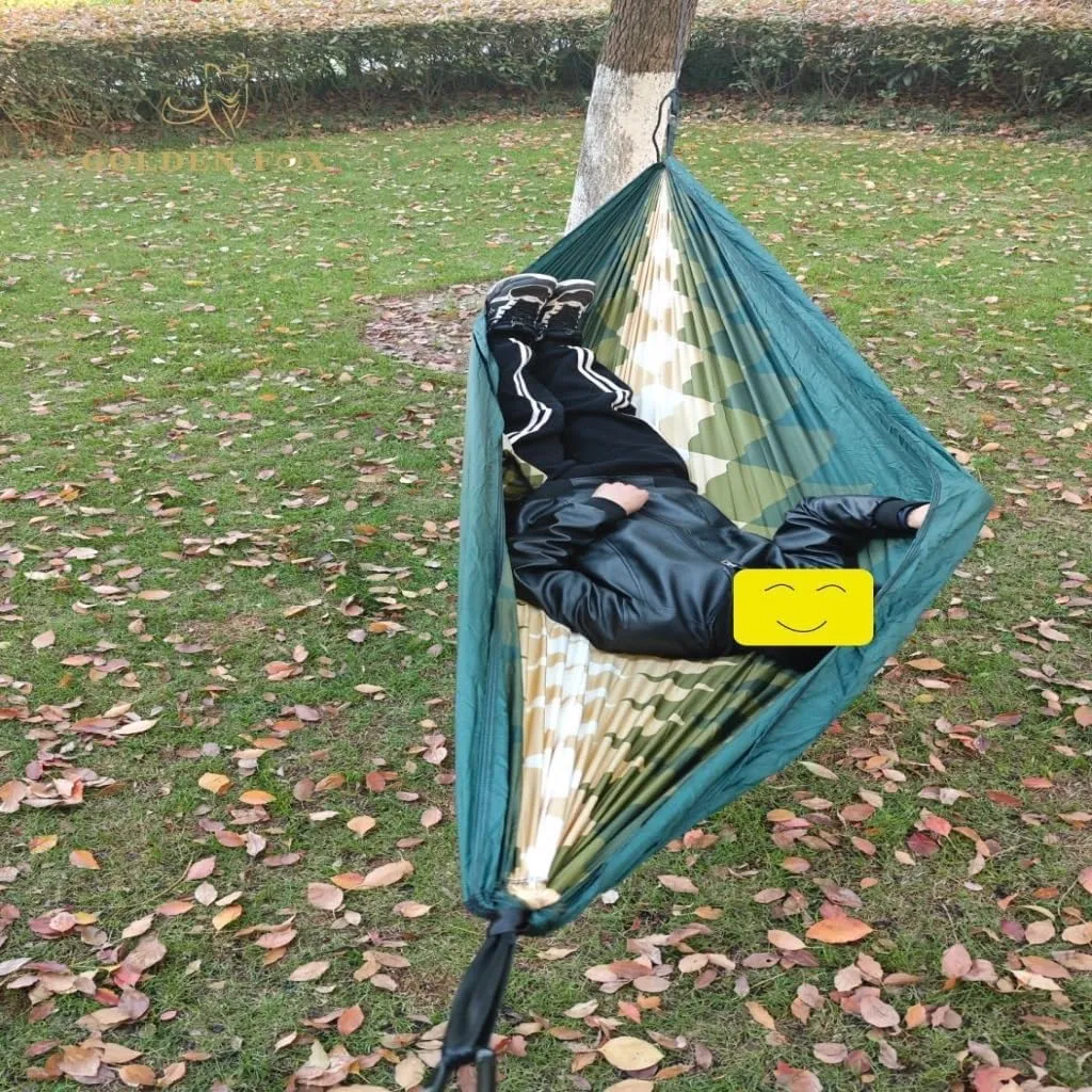 Hammock Double Outdoor Camping Leisure Single Single and Double Hammock Parachute Cloth Ultra-Light Park Camping Hammock Hammock Outdoor(Blue)
