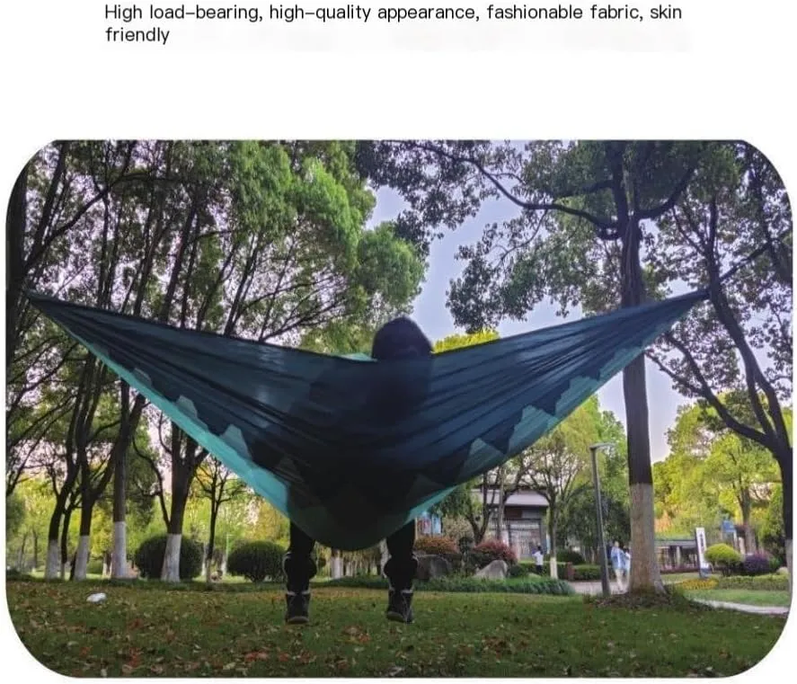 Hammock Double Outdoor Camping Leisure Single Single and Double Hammock Parachute Cloth Ultra-Light Park Camping Hammock Hammock Outdoor(Blue)