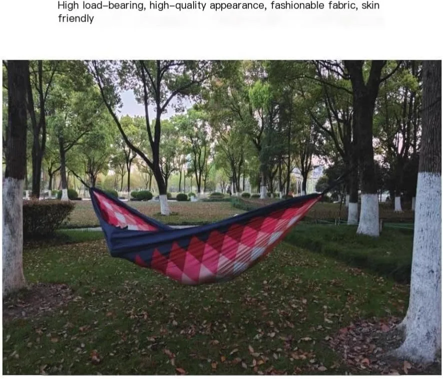 Hammock Double Outdoor Camping Leisure Single Single and Double Hammock Parachute Cloth Ultra-Light Park Camping Hammock Hammock Outdoor(Red)