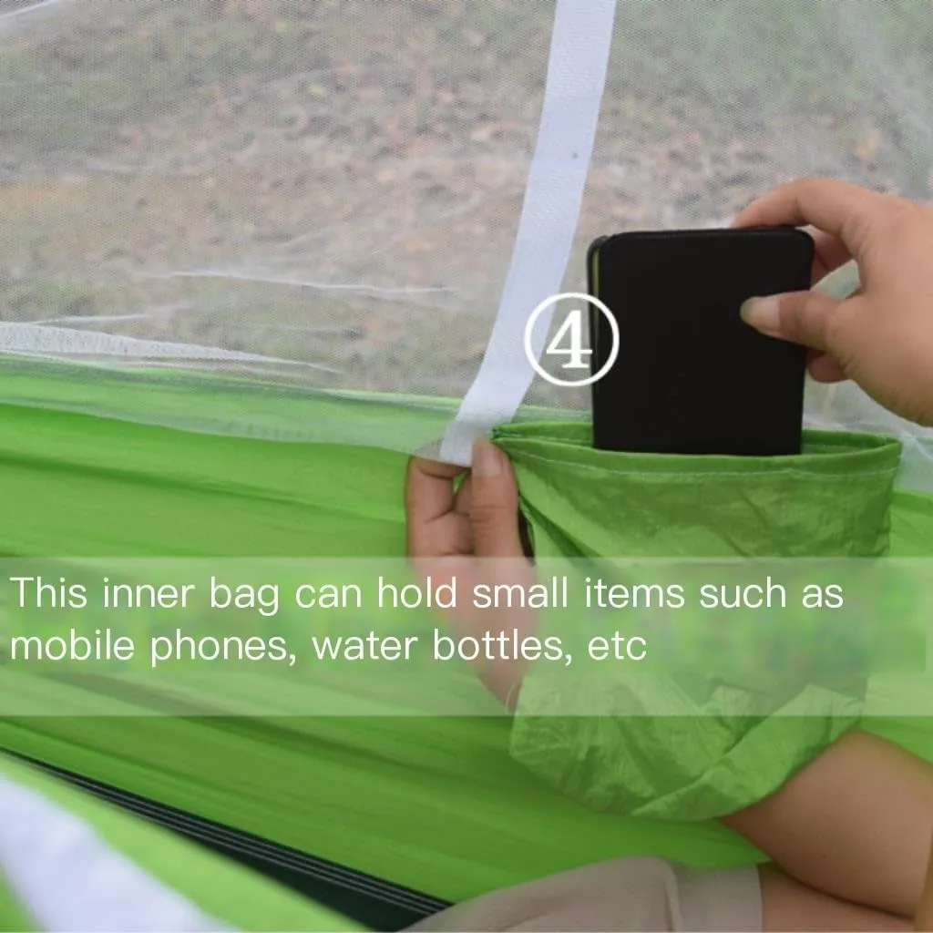 Hammock Double Outdoor Camping Outdoor Mosquito Net Hammock Double 210T Nylon Anti-Mosquito Parachute Cloth Air Camping Tent Hammock Outdoor(Gray)