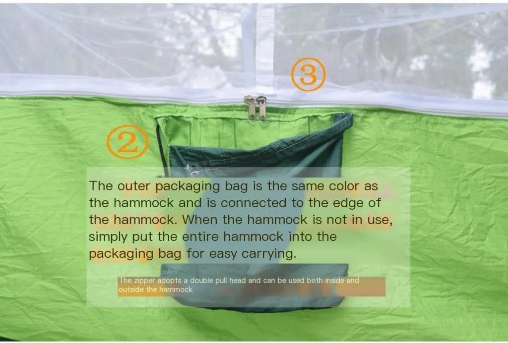 Hammock Double Outdoor Camping Outdoor Mosquito Net Hammock Double 210T Nylon Anti-Mosquito Parachute Cloth Air Camping Tent Hammock Outdoor(Gray)