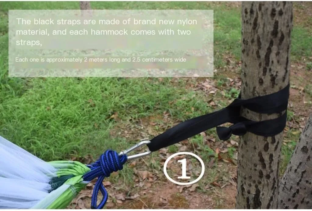 Hammock Double Outdoor Camping Outdoor Mosquito Net Hammock Double 210T Nylon Anti-Mosquito Parachute Cloth Air Camping Tent Hammock Outdoor(Gray)