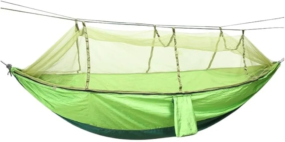 Hammock Double Outdoor Camping Parachute Hammock with Mosquito Net Anti-Mosquito Nylon Double Camping Portable Hammock Hammock Outdoor(Green)