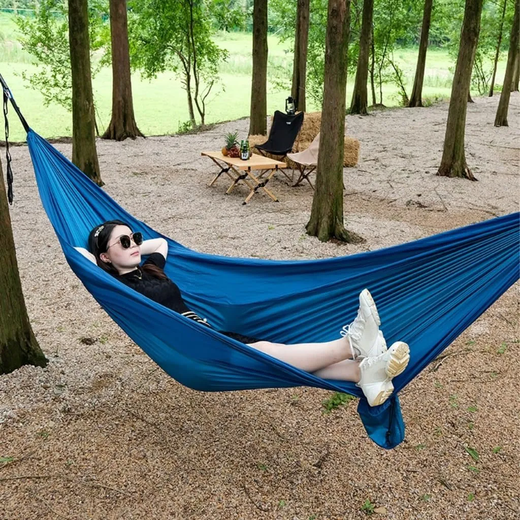 Hammock Double Outdoor Camping Parachute Nylon Cloth Single Double Outdoor Camping Cycling Indoor Leisure Outdoor Hammock Hammock Outdoor(Green,A)