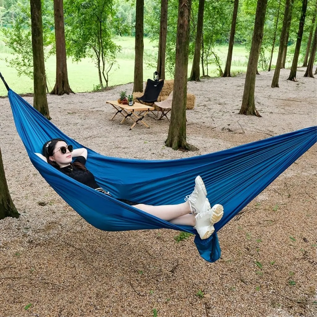 Hammock Double Outdoor Camping Parachute Nylon Cloth Single Double Outdoor Camping Cycling Indoor Leisure Outdoor Hammock Hammock Outdoor(Green,A)