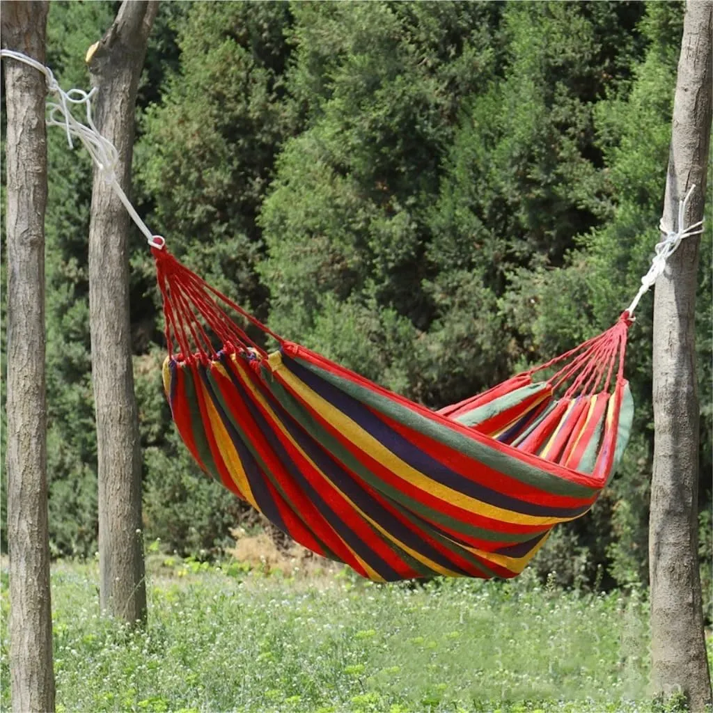 Hammock Double Outdoor Camping Thick Canvas Dormitory Single Hammock Camping Leisure Indoor Free Rope Bag Holiday Hammock Hammock Outdoor
