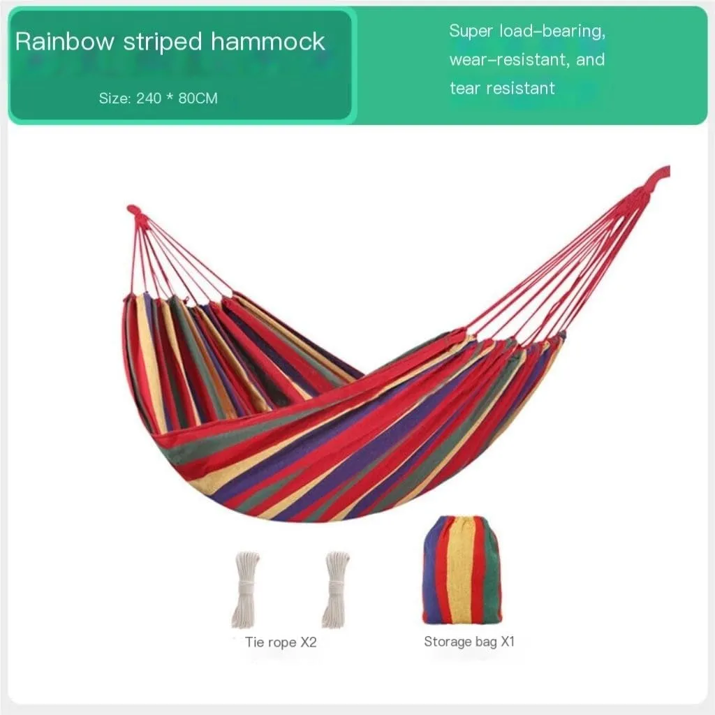 Hammock Double Outdoor Camping Thick Canvas Dormitory Single Hammock Camping Leisure Indoor Free Rope Bag Holiday Hammock Hammock Outdoor