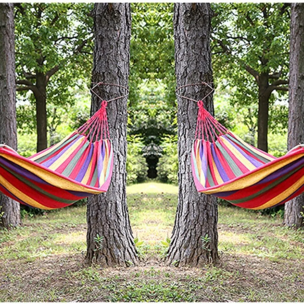 Hammock Double Outdoor Camping Thick Canvas Dormitory Single Hammock Camping Leisure Indoor Free Rope Bag Holiday Hammock Hammock Outdoor