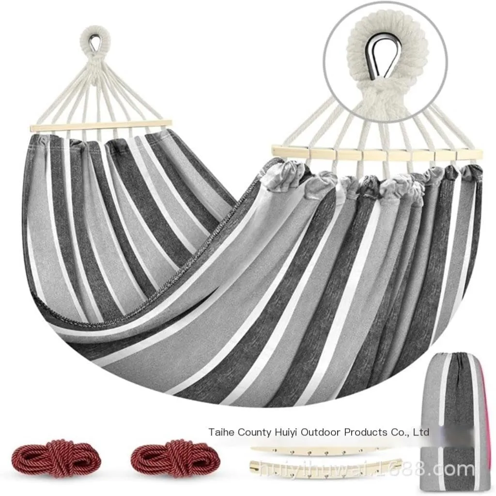 Hammock Double Outdoor Canvas Hammock Camping Anti-Rollover Swing Thickened Spot Single Double Duckbill Buckle Hammock Hammock Outdoor(C)