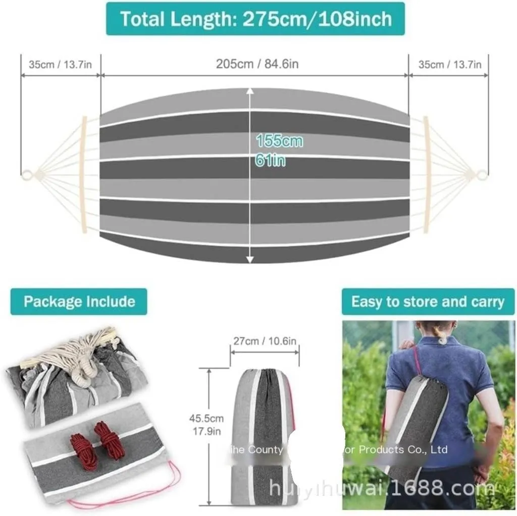 Hammock Double Outdoor Canvas Hammock Camping Anti-Rollover Swing Thickened Spot Single Double Duckbill Buckle Hammock Hammock Outdoor(C)