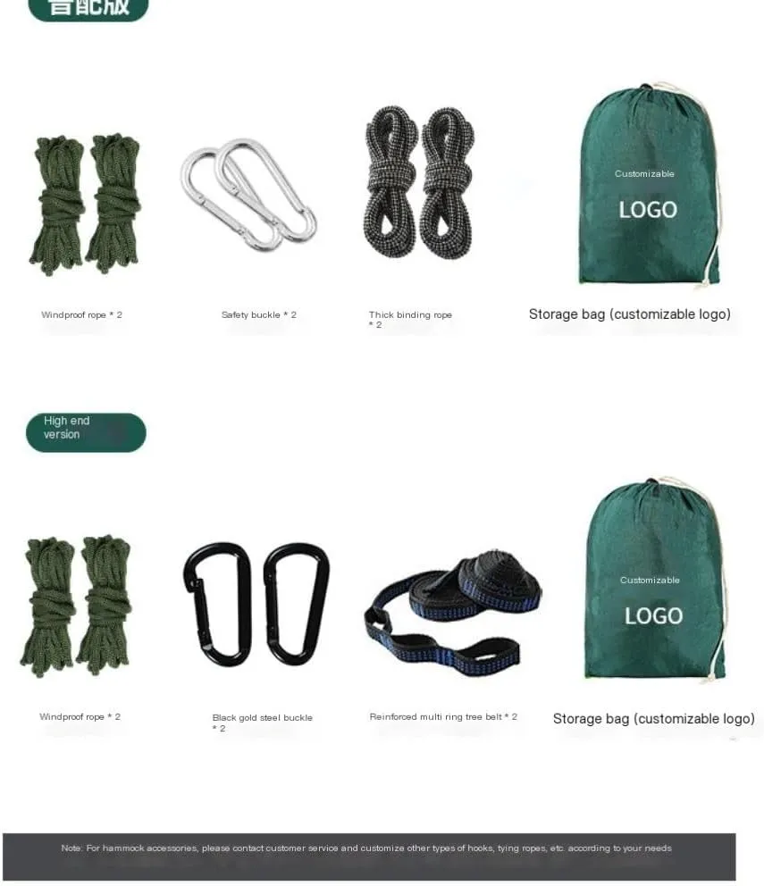 Hammock Double Outdoor Parachute Wholesale Hammock with Mosquito Net Anti-Mosquito Nylon Single Double Camping Hammock Hammock Outdoor(Green,Small)